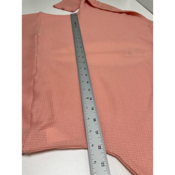 NWT SIMPLE by Suzanne Betro Back Slit Bottom Band Tunic Top Peach Salmon Women L - Picture 8 of 9